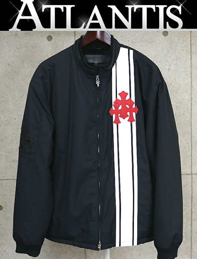 CHROME HEARTS COOBRA Nylon Boa Leather Jacket Navy Size XL