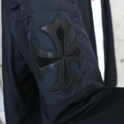 CHROME HEARTS COOBRA Nylon Boa Leather Jacket Navy Size XL