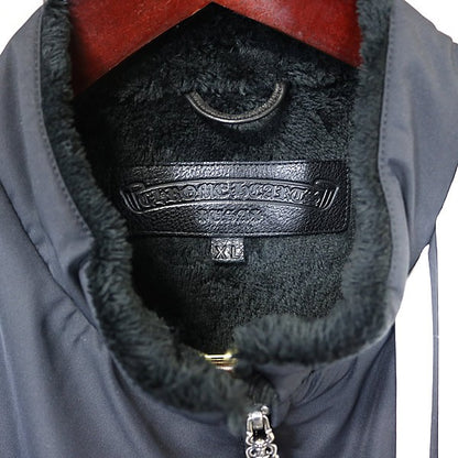 CHROME HEARTS COOBRA Nylon Boa Leather Jacket Navy Size XL