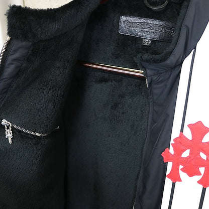CHROME HEARTS COOBRA Nylon Boa Leather Jacket Navy Size XL