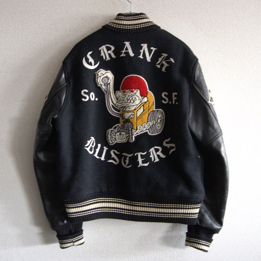 Whitesville Embellished Leather Varsity Jacket Size 38