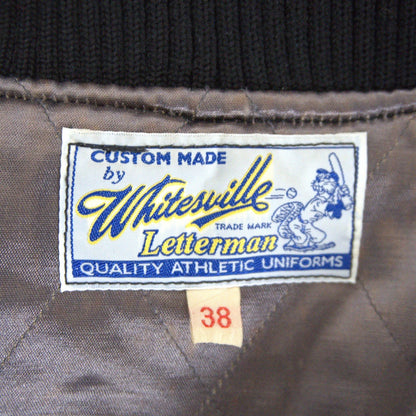 Whitesville Embellished Leather Varsity Jacket Size 38