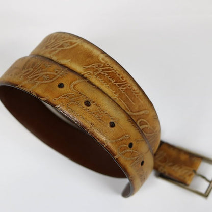 Berluti Calligraphy Leather Belt Brown Size ONE SIZE