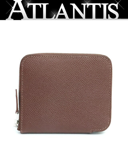 HERMES Azap Compact Silk'in Epsom Wallet Rouge Sellier