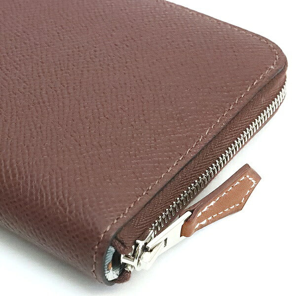 HERMES Azap Compact Silk'in Epsom Wallet Rouge Sellier