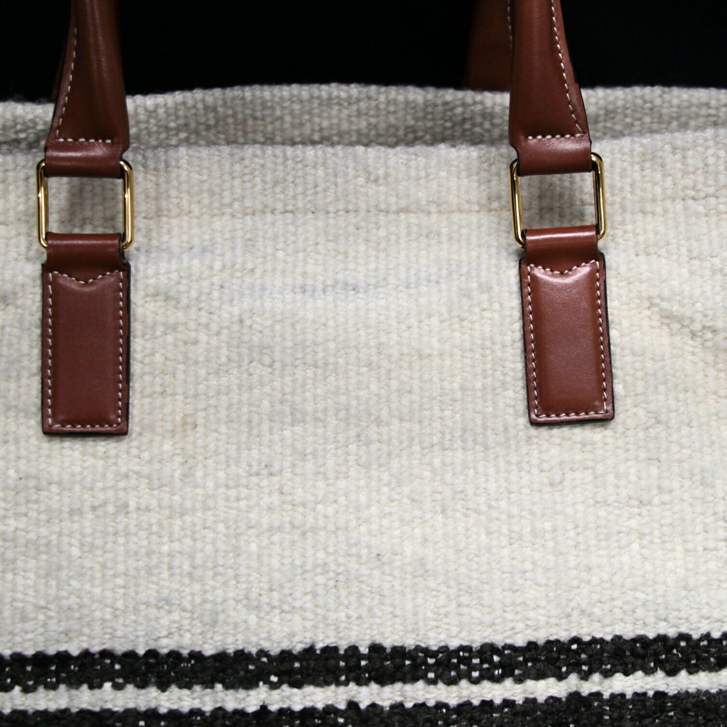 CELINE Horizontal Cabas Canvas White Navy Tote Size ONE SIZE