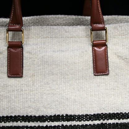 CELINE Horizontal Cabas Canvas White Navy Tote Size ONE SIZE