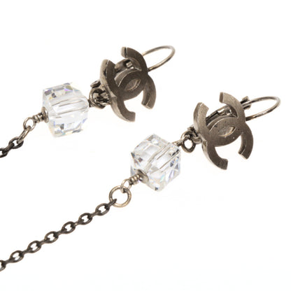 CHANEL Coco Mark Acrylic Cube Earrings Silver Size ONE SIZE
