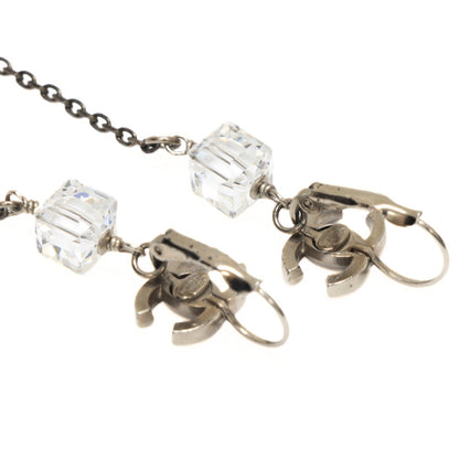 CHANEL Coco Mark Acrylic Cube Earrings Silver Size ONE SIZE