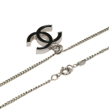 CHANEL Reversible Coco Mark Necklace Silver Size ONE SIZE