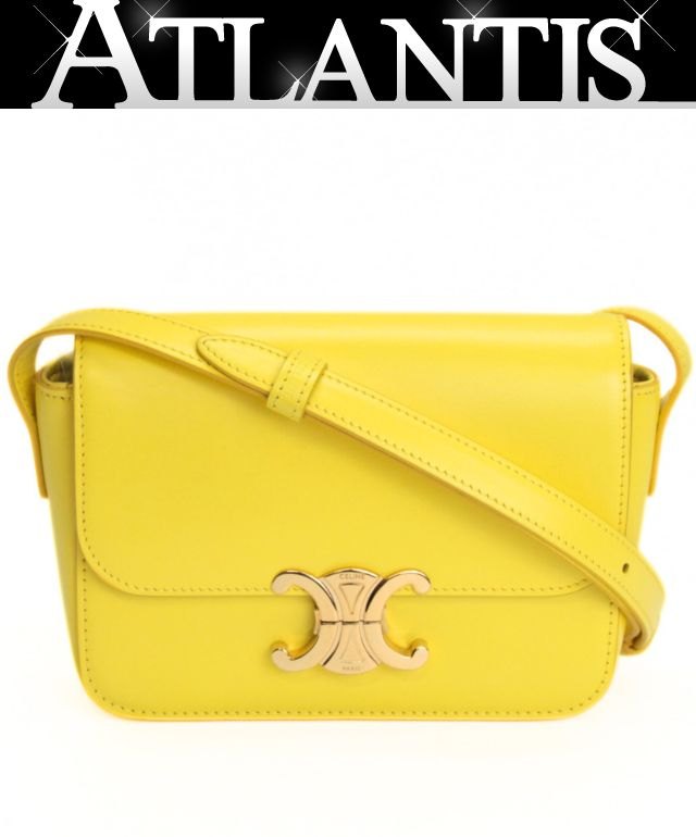 CELINE Triomphe Nano Leather Bag Yellow Size ONE SIZE