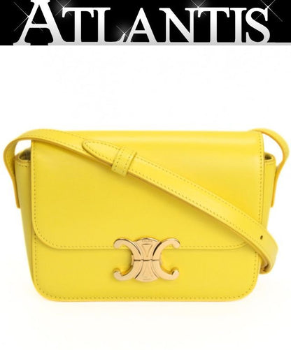 CELINE Triomphe Nano Leather Bag Yellow Size ONE SIZE