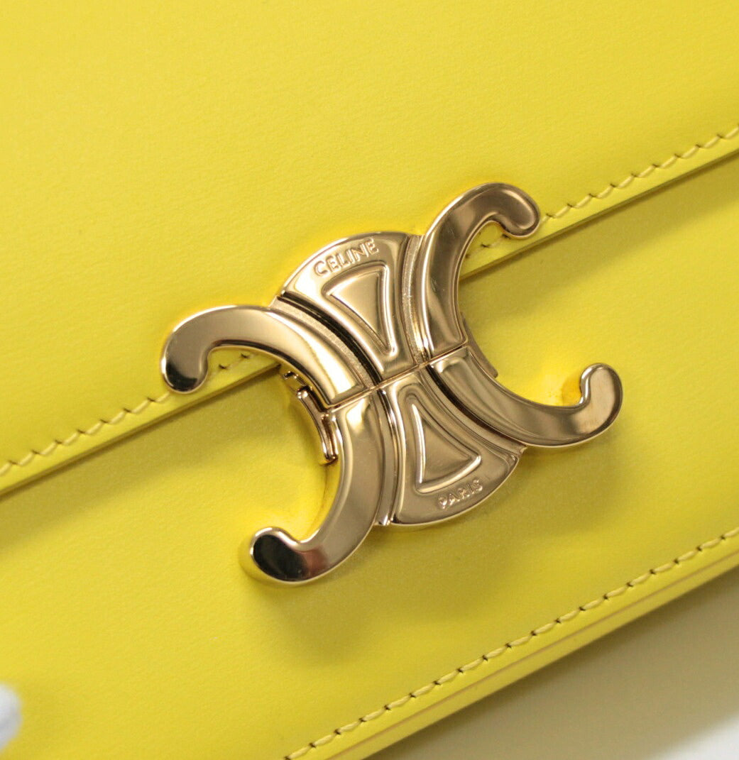 CELINE Triomphe Nano Leather Bag Yellow Size ONE SIZE