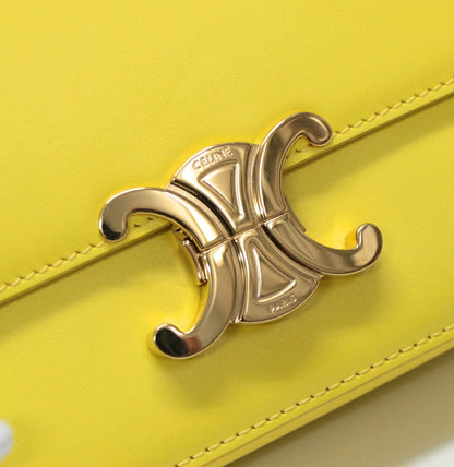 CELINE Triomphe Nano Leather Bag Yellow Size ONE SIZE