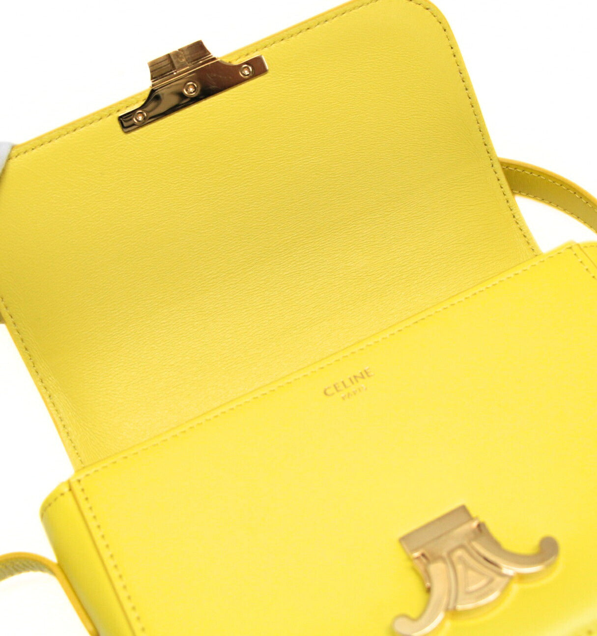 CELINE Triomphe Nano Leather Bag Yellow Size ONE SIZE