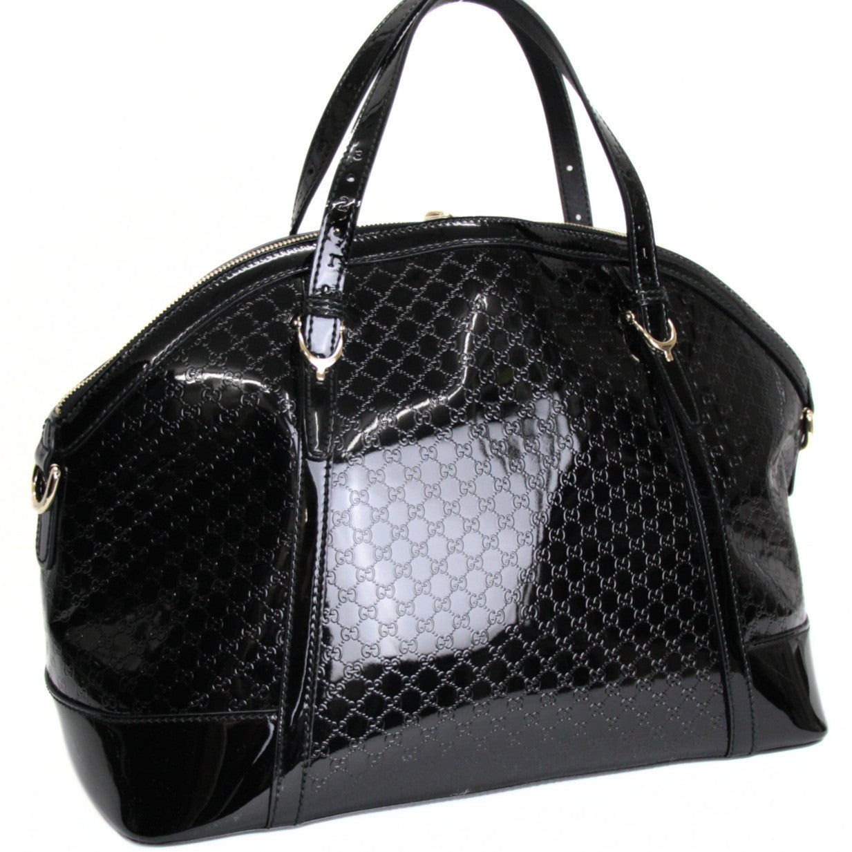 GUCCI Microguccissima Patent Handbag Black Size ONE SIZE