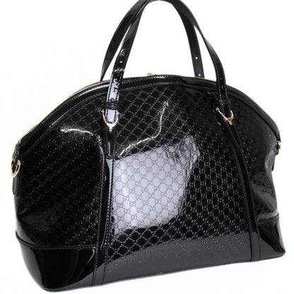GUCCI Microguccissima Patent Handbag Black Size ONE SIZE