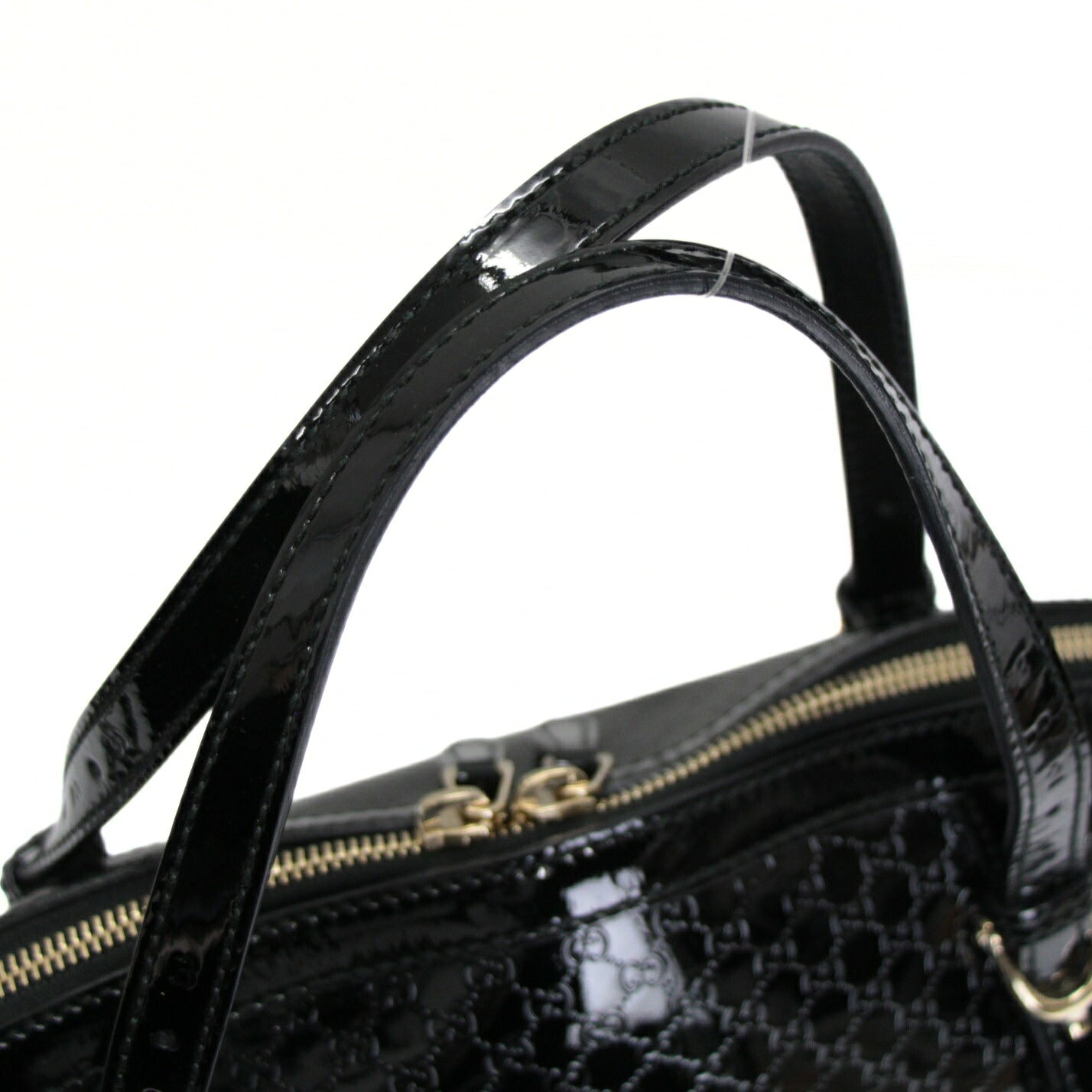 GUCCI Microguccissima Patent Handbag Black Size ONE SIZE