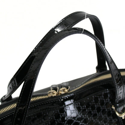 GUCCI Microguccissima Patent Handbag Black Size ONE SIZE