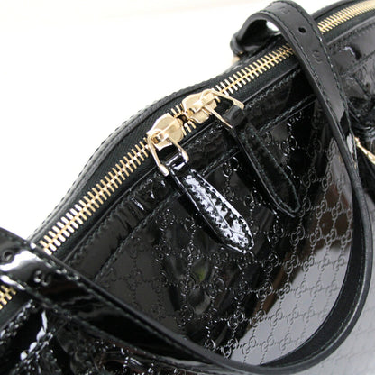 GUCCI Microguccissima Patent Handbag Black Size ONE SIZE