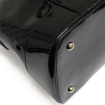 GUCCI Microguccissima Patent Handbag Black Size ONE SIZE