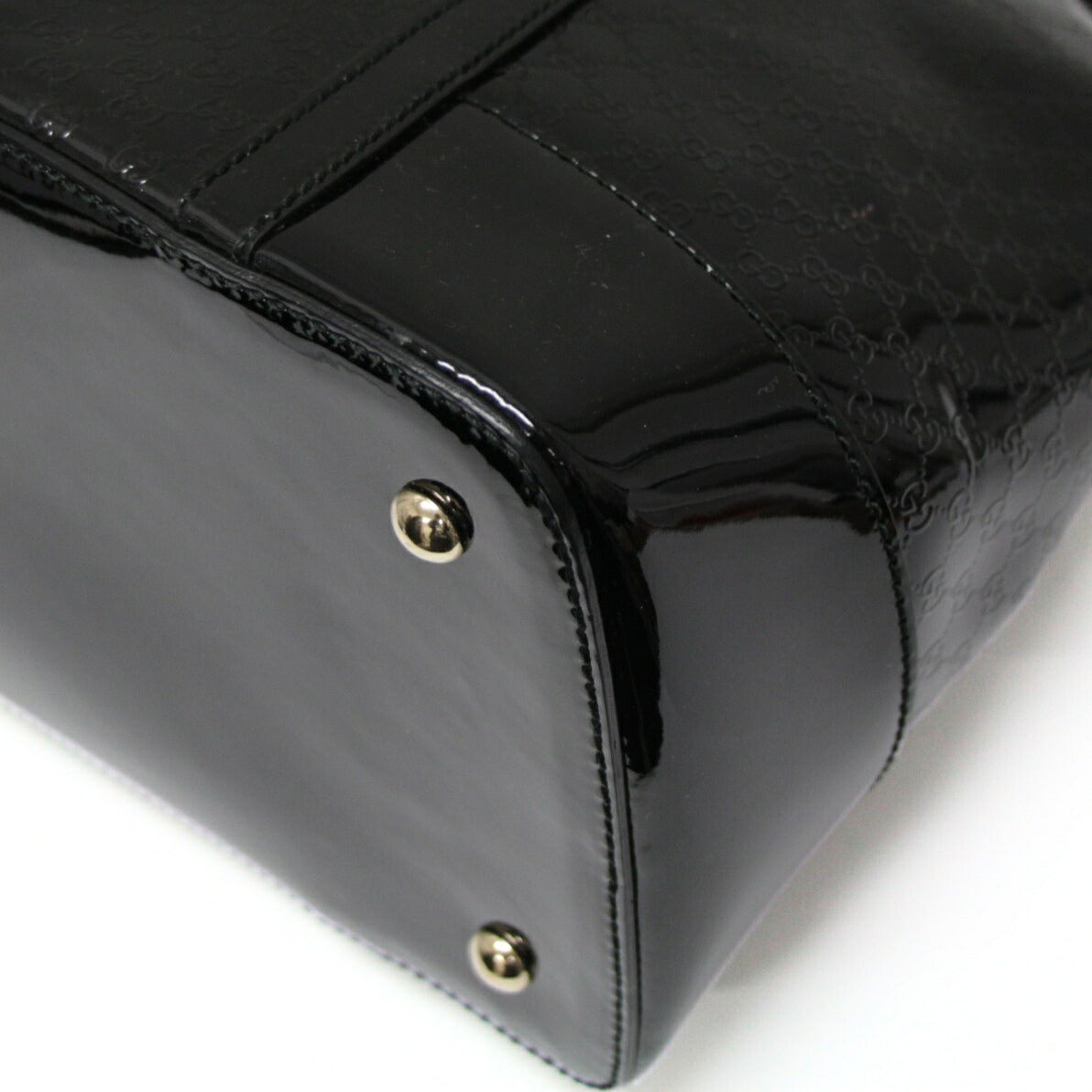 GUCCI Microguccissima Patent Handbag Black Size ONE SIZE