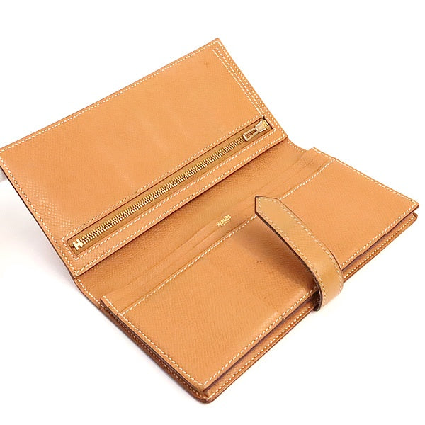 HERMES Bearn Soufflet Epsom Wallet Natural Size ONE SIZE