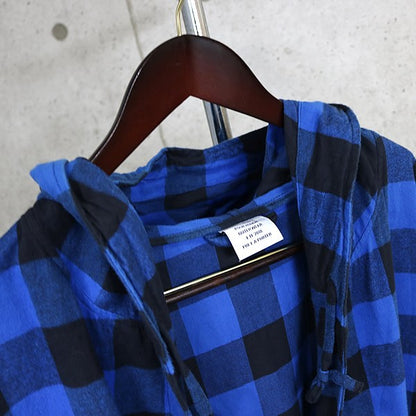 VETEMENTS Plaid Hooded Gown Coat Blue Size S