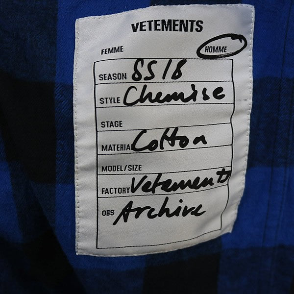 VETEMENTS Plaid Hooded Gown Coat Blue Size S