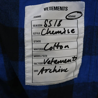 VETEMENTS Plaid Hooded Gown Coat Blue Size S