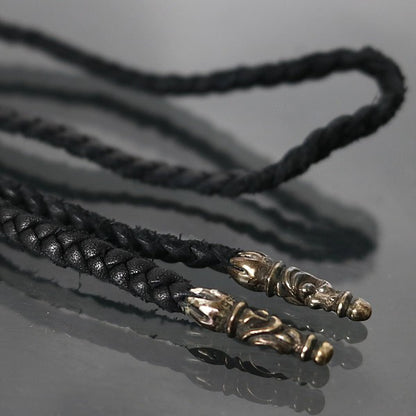 CHROME HEARTS Leather Braid Silver Necklace Size ONE SIZE