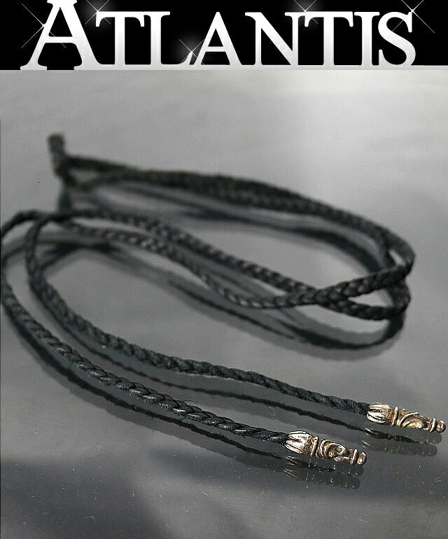 CHROME HEARTS Leather Braid Necklace SV925 Size ONE SIZE