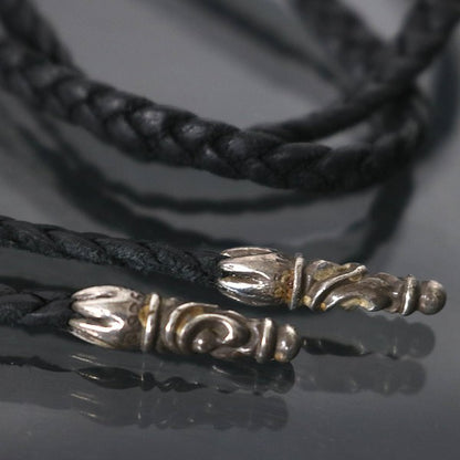 CHROME HEARTS Leather Braid Necklace SV925 Size ONE SIZE