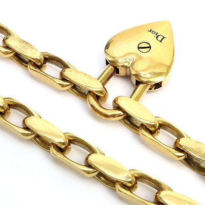 Dior Heart Lock Pendant Necklace Gold Red Size ONE SIZE