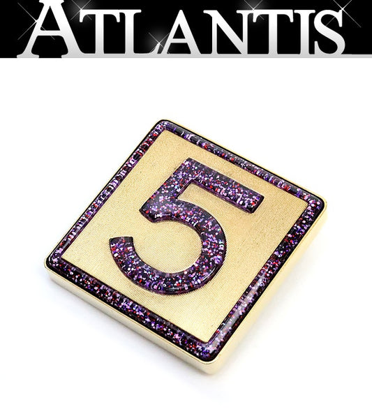CHANEL No.5 Square Glitter Pin Brooch Gold