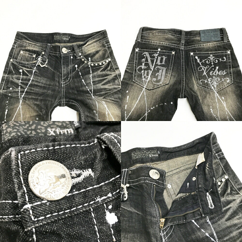 Xfrm Rhinestone Denim Jeans Black Size 30