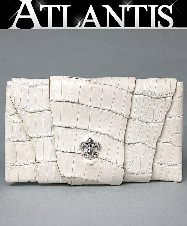 CHROME HEARTS White Alligator BS Clutch Bag Size ONE SIZE