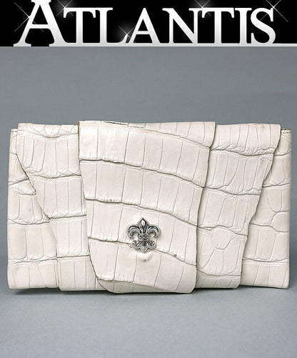 CHROME HEARTS White Alligator BS Clutch Bag Size ONE SIZE
