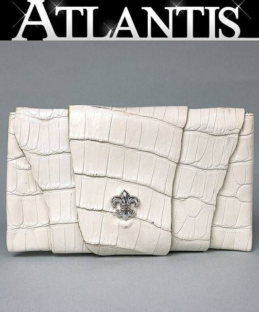 CHROME HEARTS White Alligator BS Clutch Bag Size ONE SIZE