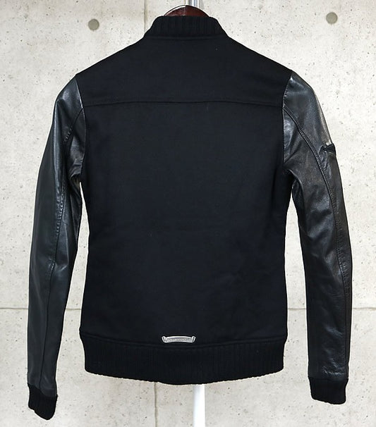 CHROME HEARTS Star Patch Leather Bomber Black Size XS