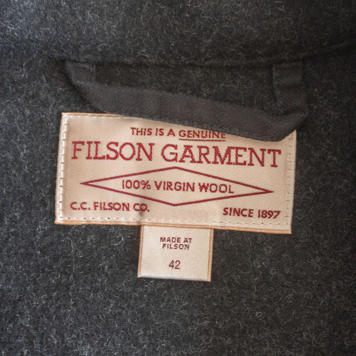 Filson Double Mackinaw Cruiser Jacket Gray Size 42