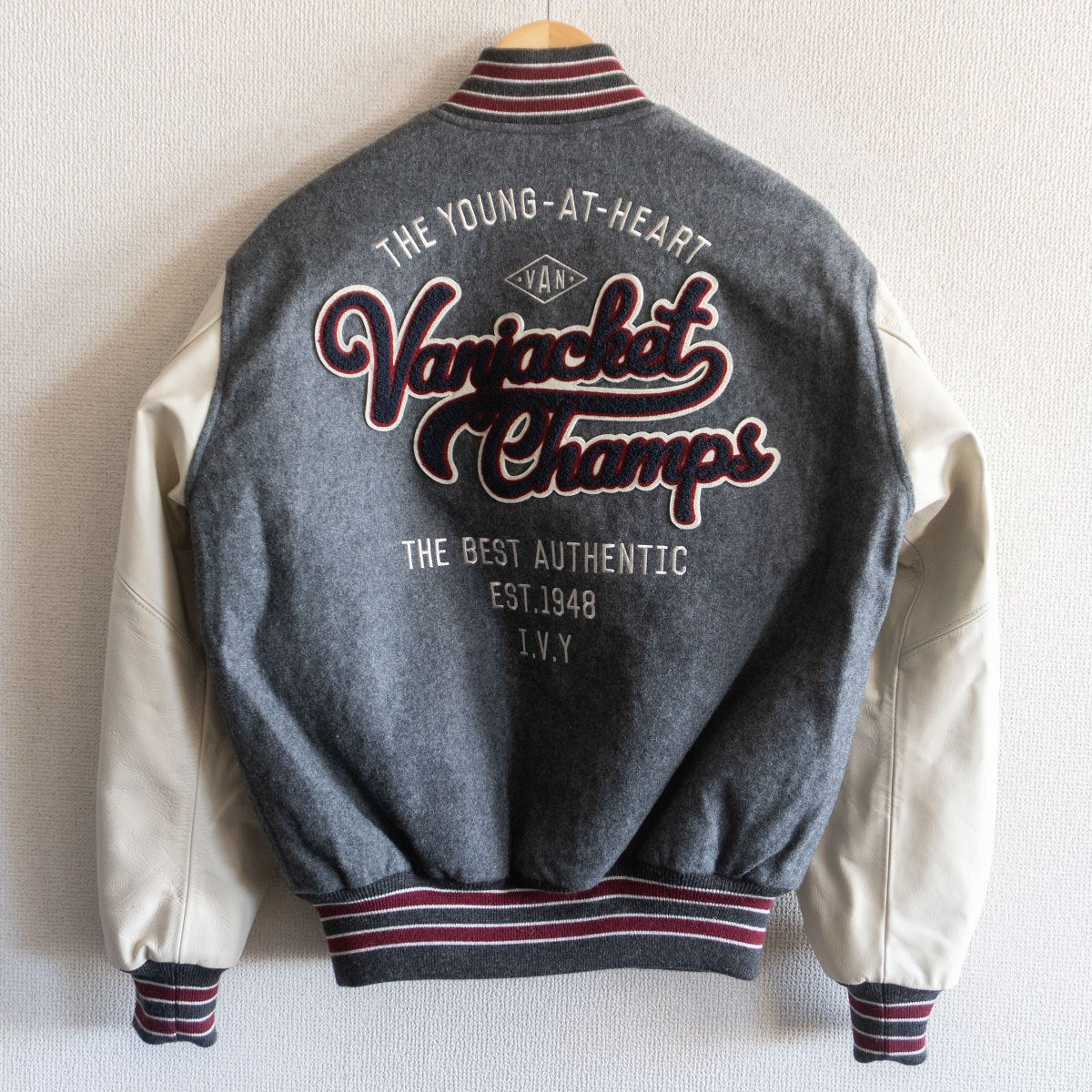 VAN JAC Leather-sleeved varsity jacket Size M