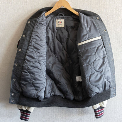 VAN JAC Leather-sleeved varsity jacket Size M