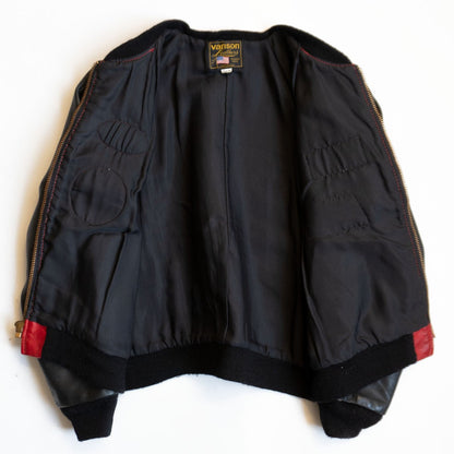 VANSON All Leather Varsity Jacket Black Size 42
