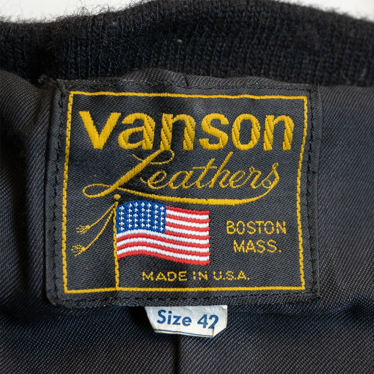 VANSON All Leather Varsity Jacket Black Size 42