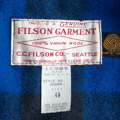 Filson Double Mackinaw Cruiser Jacket Blue Size 40