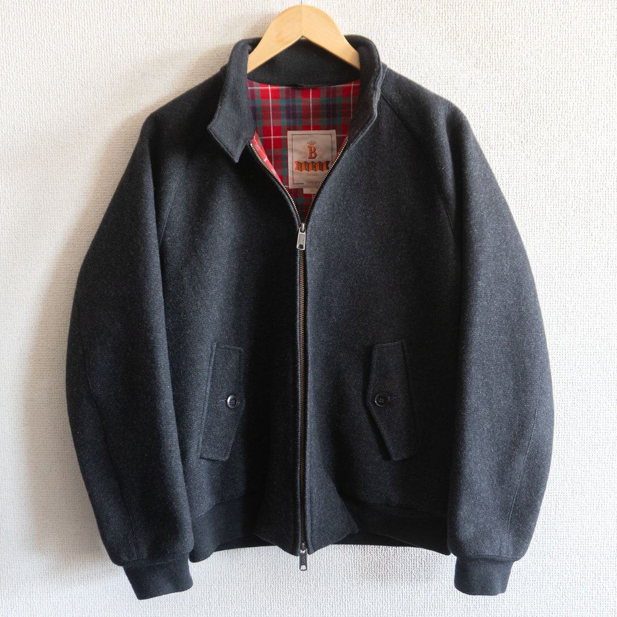 BARACUTA Melton Wool G9 Harrington Jacket Black Size 38