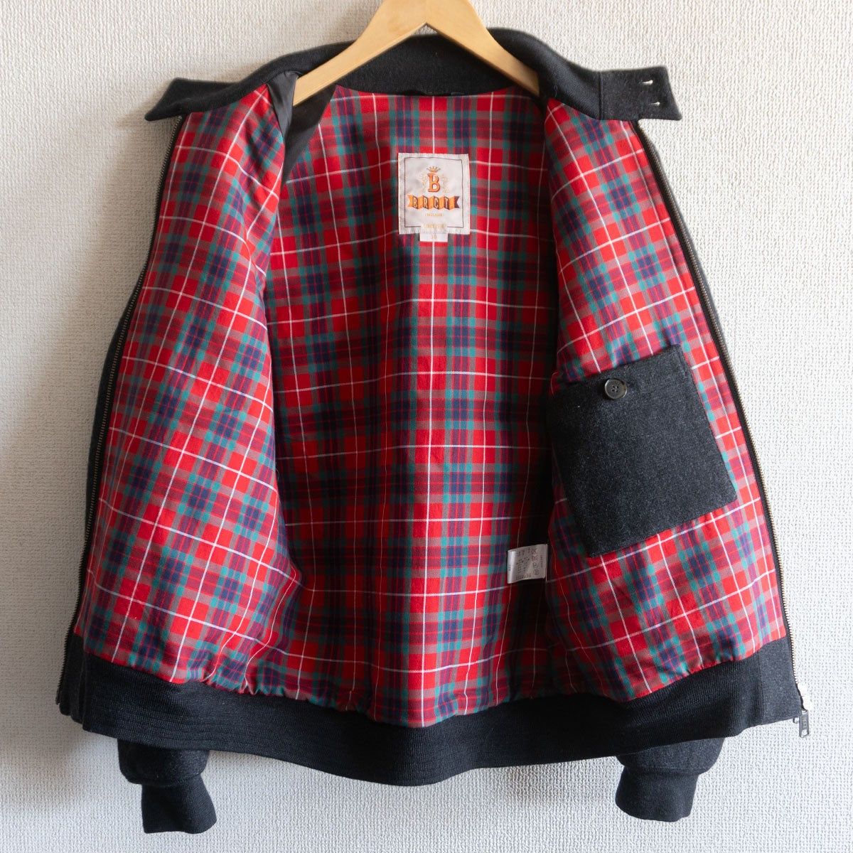 BARACUTA Melton Wool G9 Harrington Jacket Black Size 38