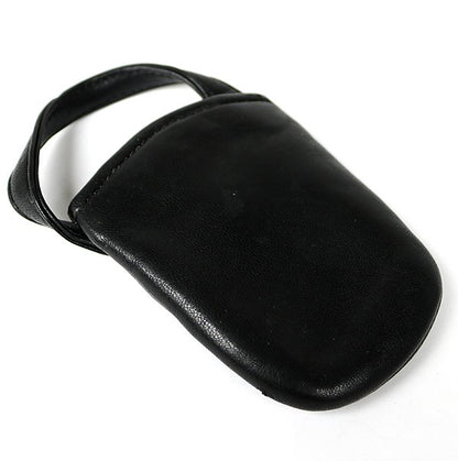 CHROME HEARTS Black Leather Cross Phone Pouch Size ONE SIZE