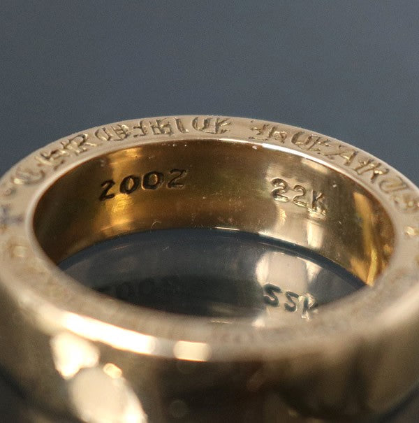 CHROME HEARTS 22K Gold Plain 6mm Spacer Ring Size ONE SIZE